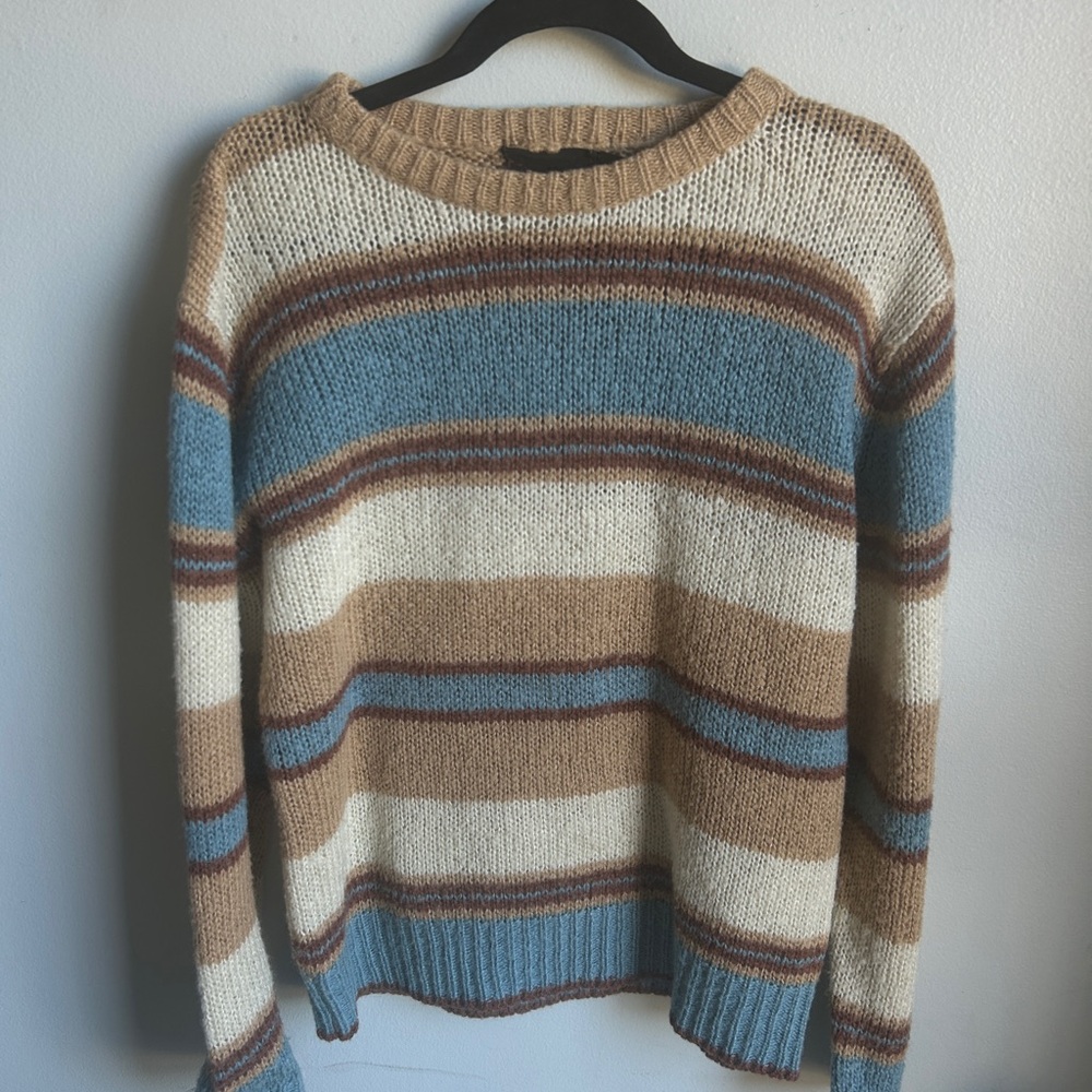 Vintage Striped Blue and Tan Sweater